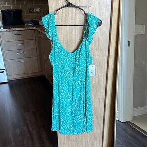 Billabong Green Floral Dress with Button Detail